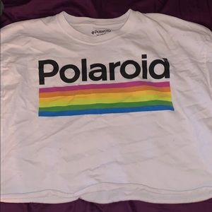 White Rainbow Cropped Polaroid Long Sleeved Tee